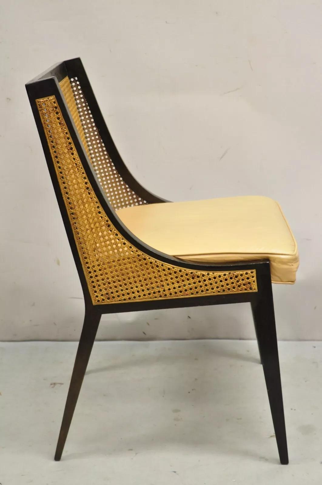 Harvey Probber Mid Century Modern Beistellstuhl aus ebonisiertem Schilfrohr mit Hiprest, Vintage im Angebot 3