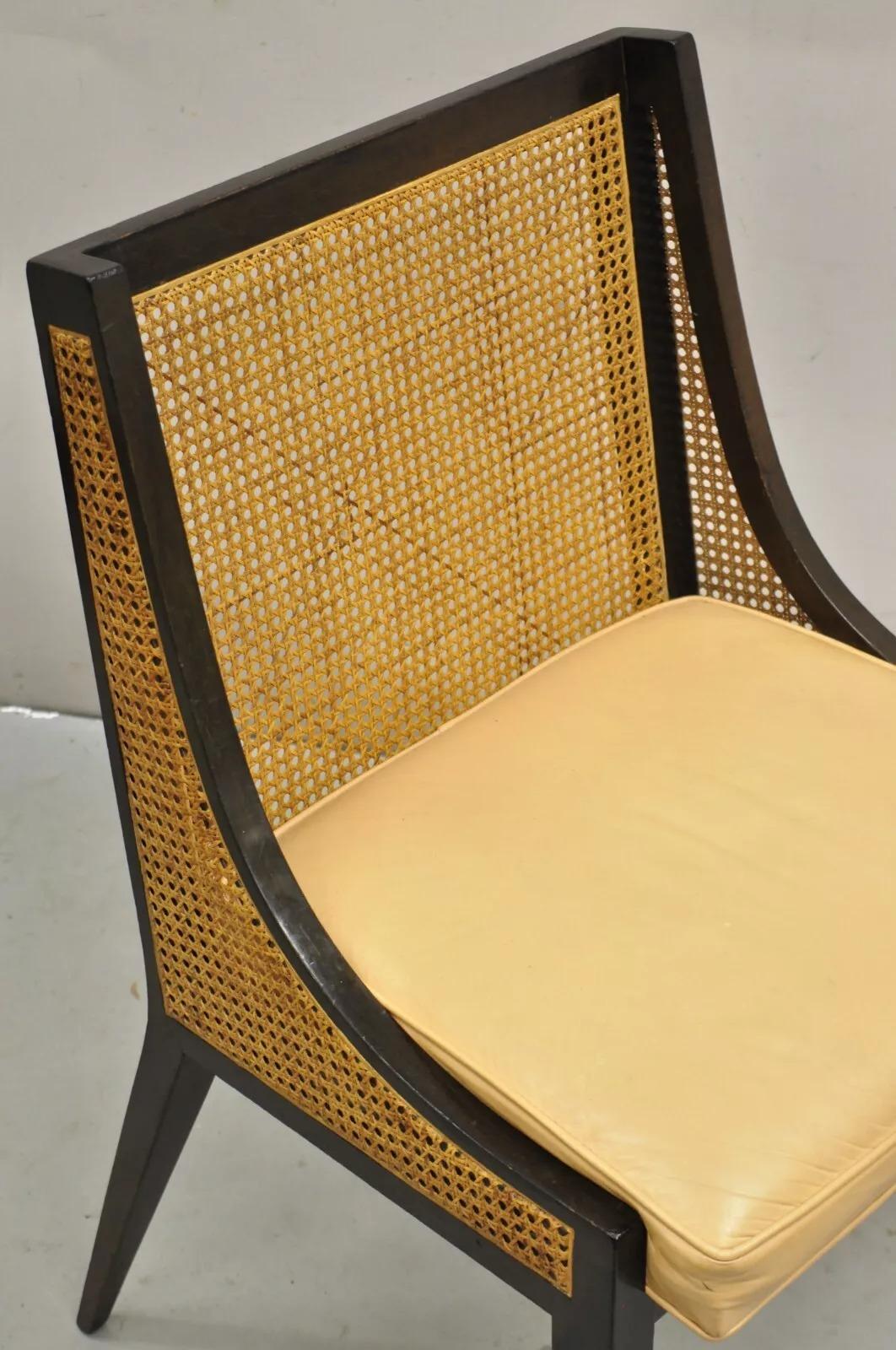 Harvey Probber Mid Century Modern Beistellstuhl aus ebonisiertem Schilfrohr mit Hiprest, Vintage im Angebot 4