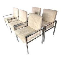 Vintage Harvey Probber Style Flat Bar Dining Chairs - a Set of 6