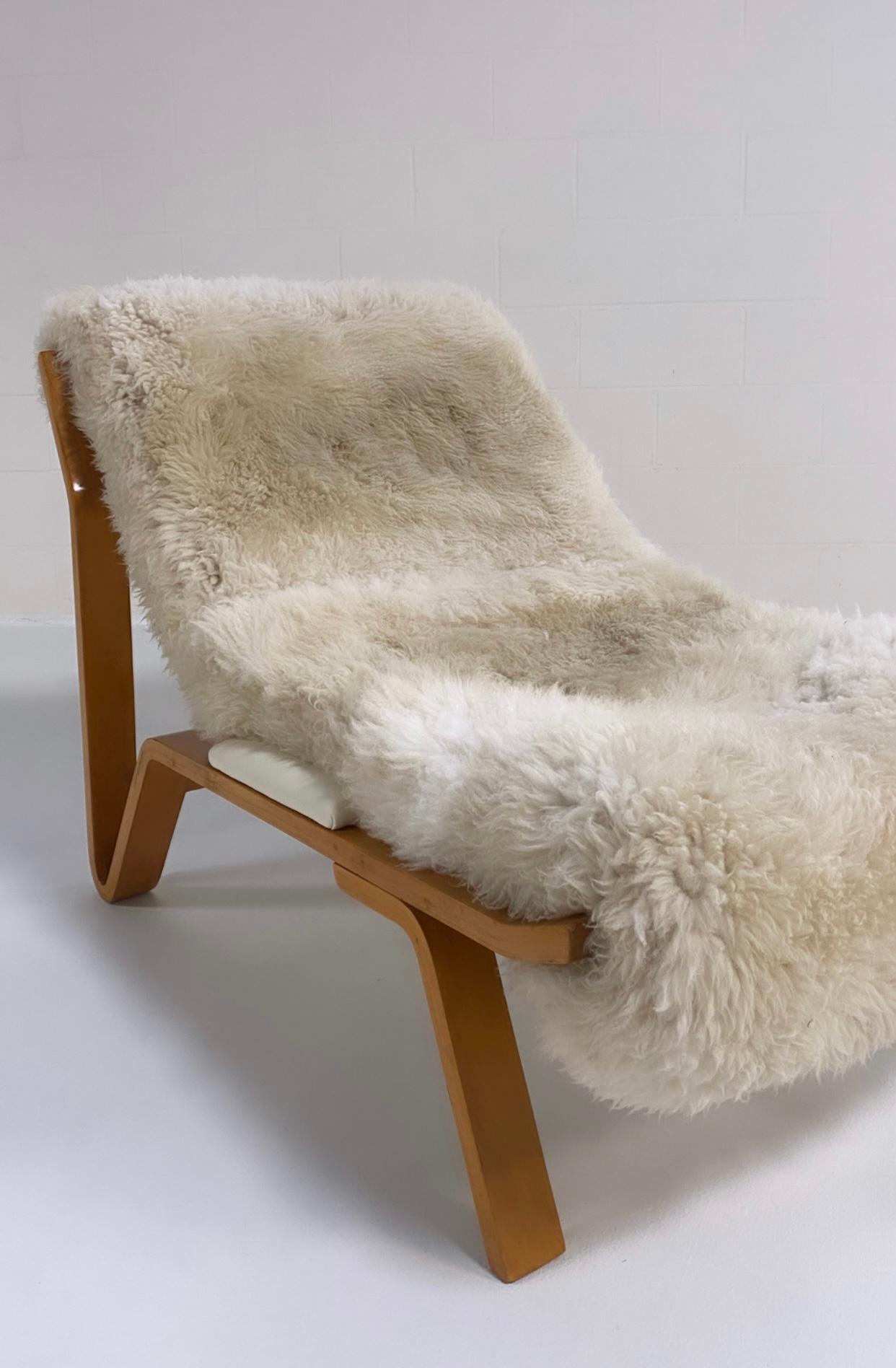 Vintage Harvey Probber Suspension Chair in California Sheepskin and Leather In Good Condition In SAINT LOUIS, MO