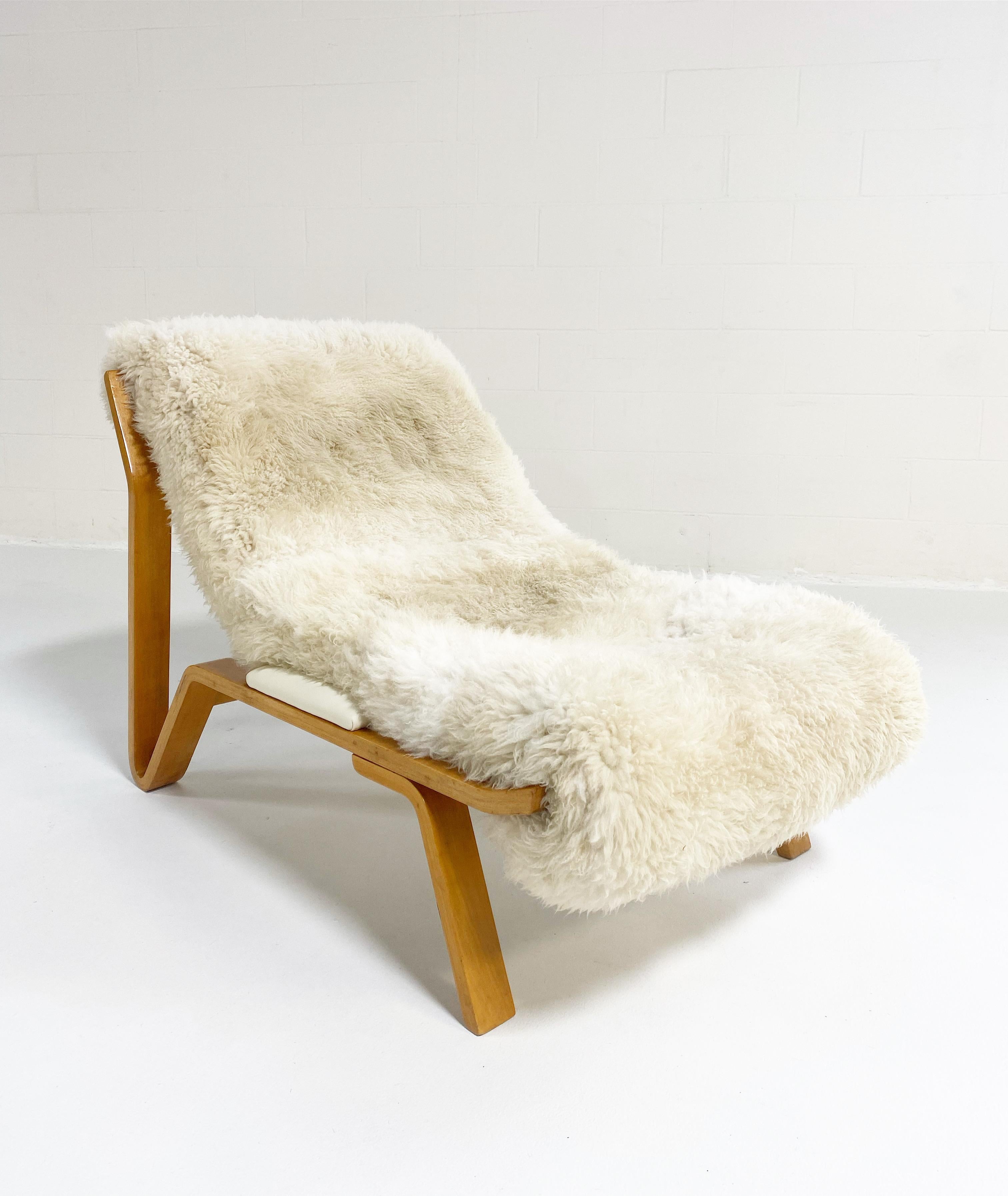 Mid-20th Century Vintage Harvey Probber Suspension Chair in California Sheepskin and Leather