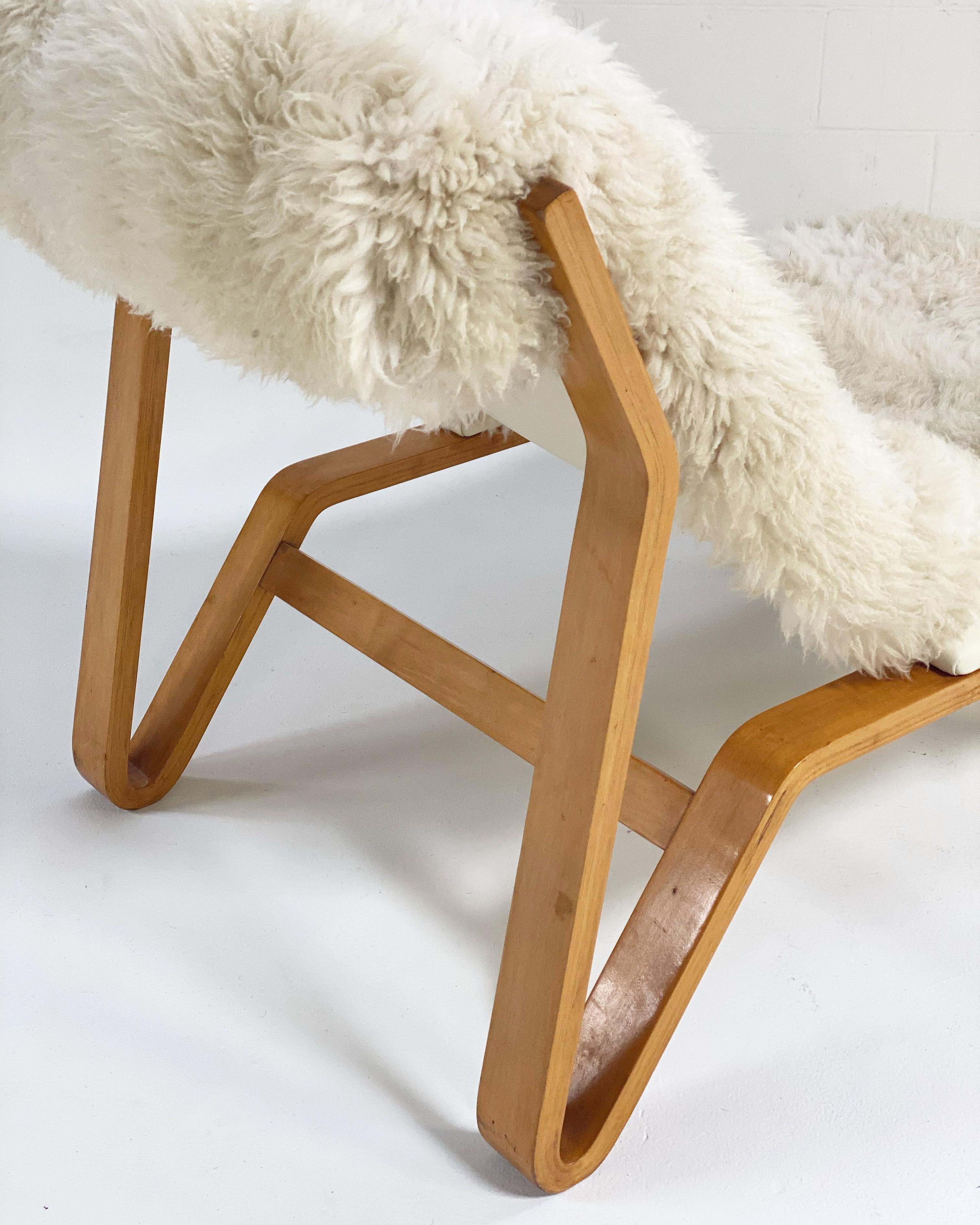 Vintage Harvey Probber Suspension Chair in California Sheepskin and Leather 1