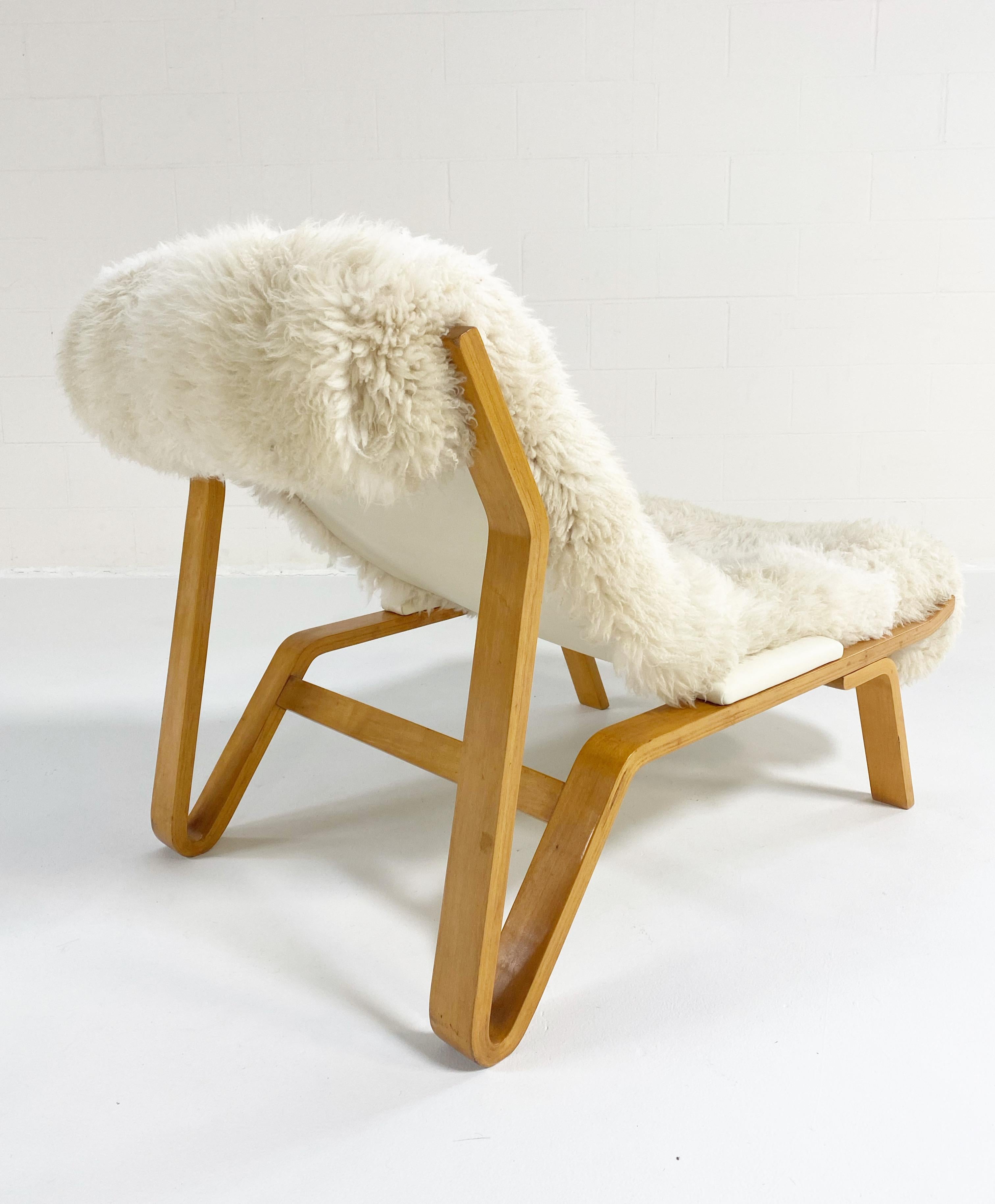 Vintage Harvey Probber Suspension Chair in California Sheepskin and Leather 2
