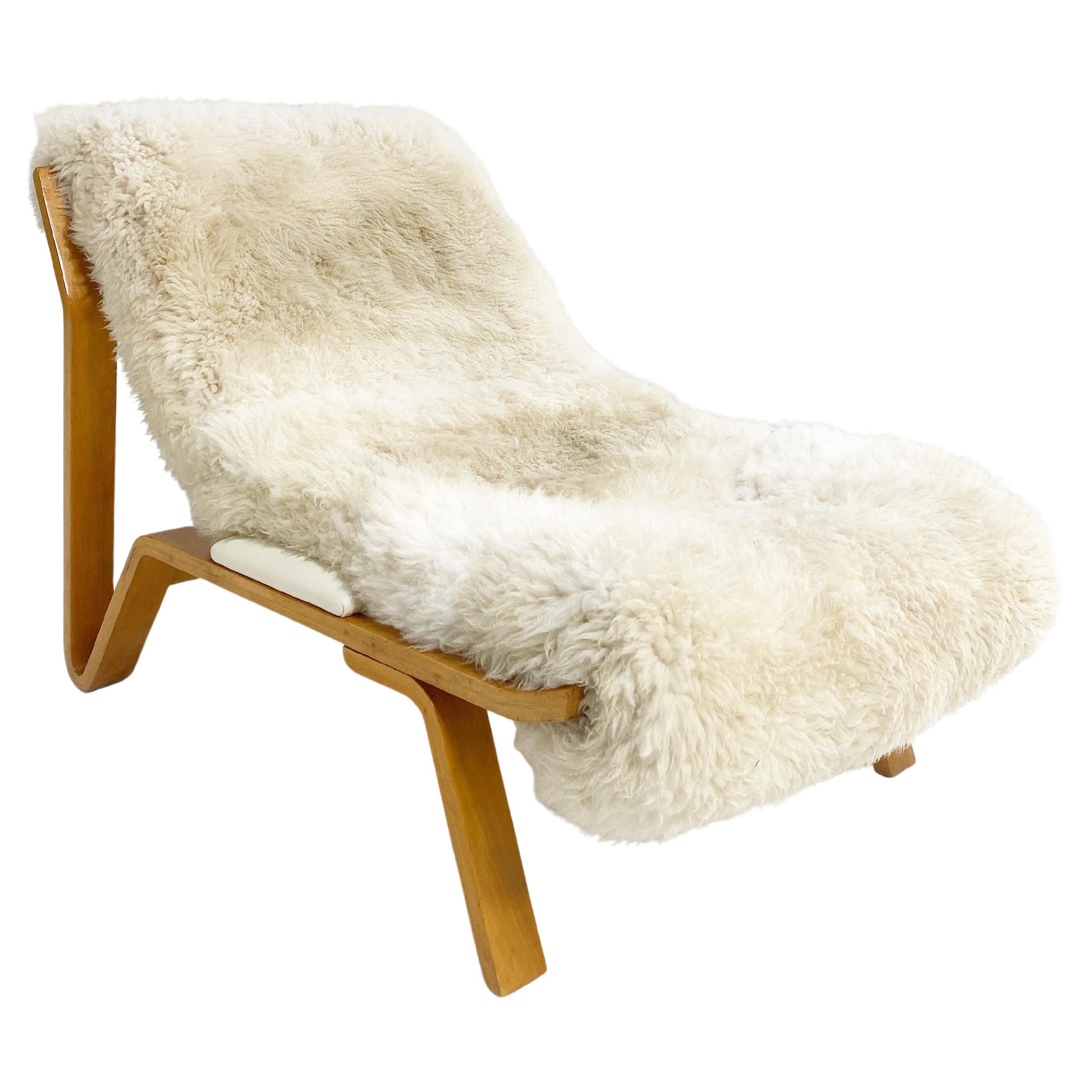 Vintage Harvey Probber Suspension Chair in California Sheepskin and Leather