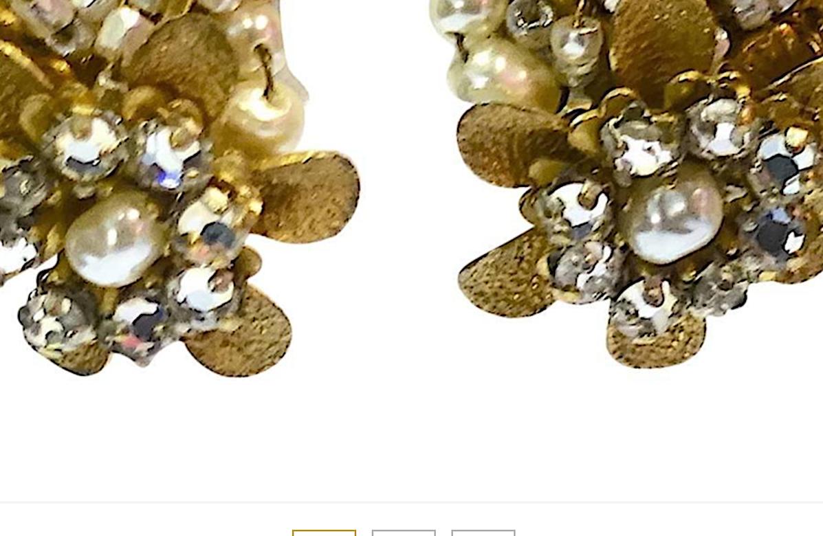 Women's Vintage Haskell 1950s Floral Faux Pearl Clip Earrings