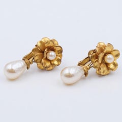 VIntage Haskell Flower Earrings With Rhinestones 1960s