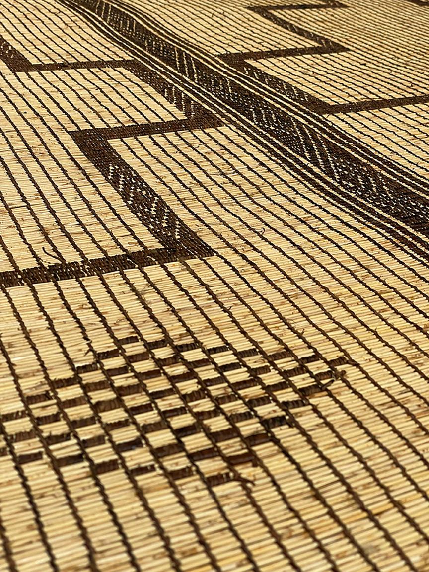 Sub-Saharan African Vintage Hassira Tuareg Mat Made of Reed and Camel Leather For Sale
