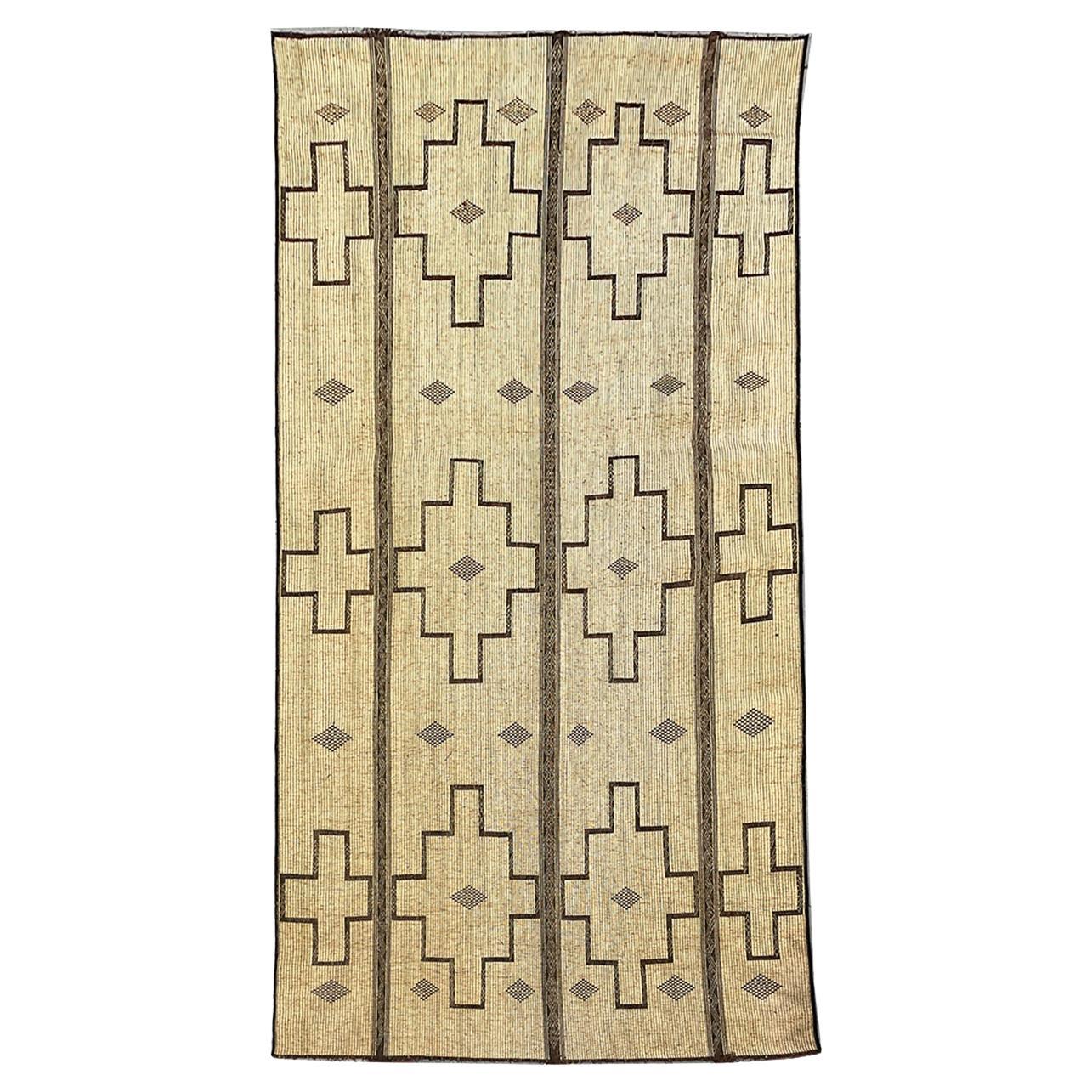 Vintage Hassira Tuareg Mat Made of Reed and Camel Leather For Sale