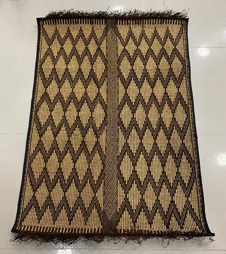 Tribal Vintage Hassira Tuareg Mat Made of Reed and Camel Leather For Sale