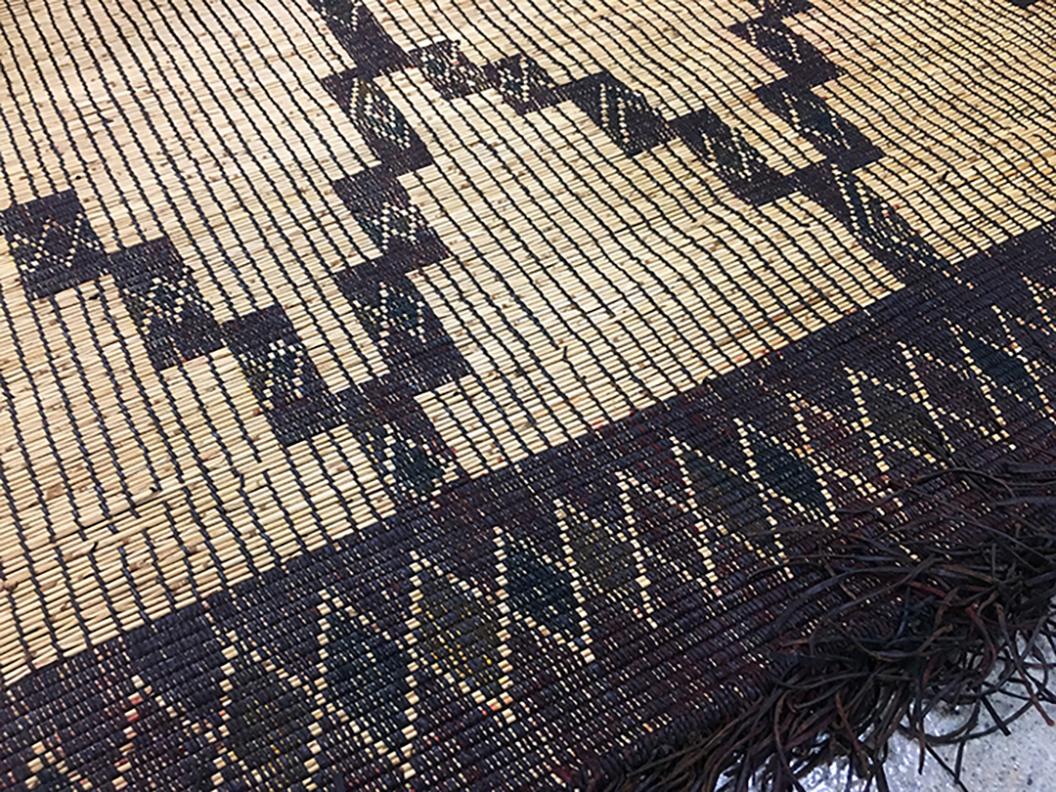 Tribal Vintage Hassira Tuareg Mat Made of Reed and Camel Leather For Sale