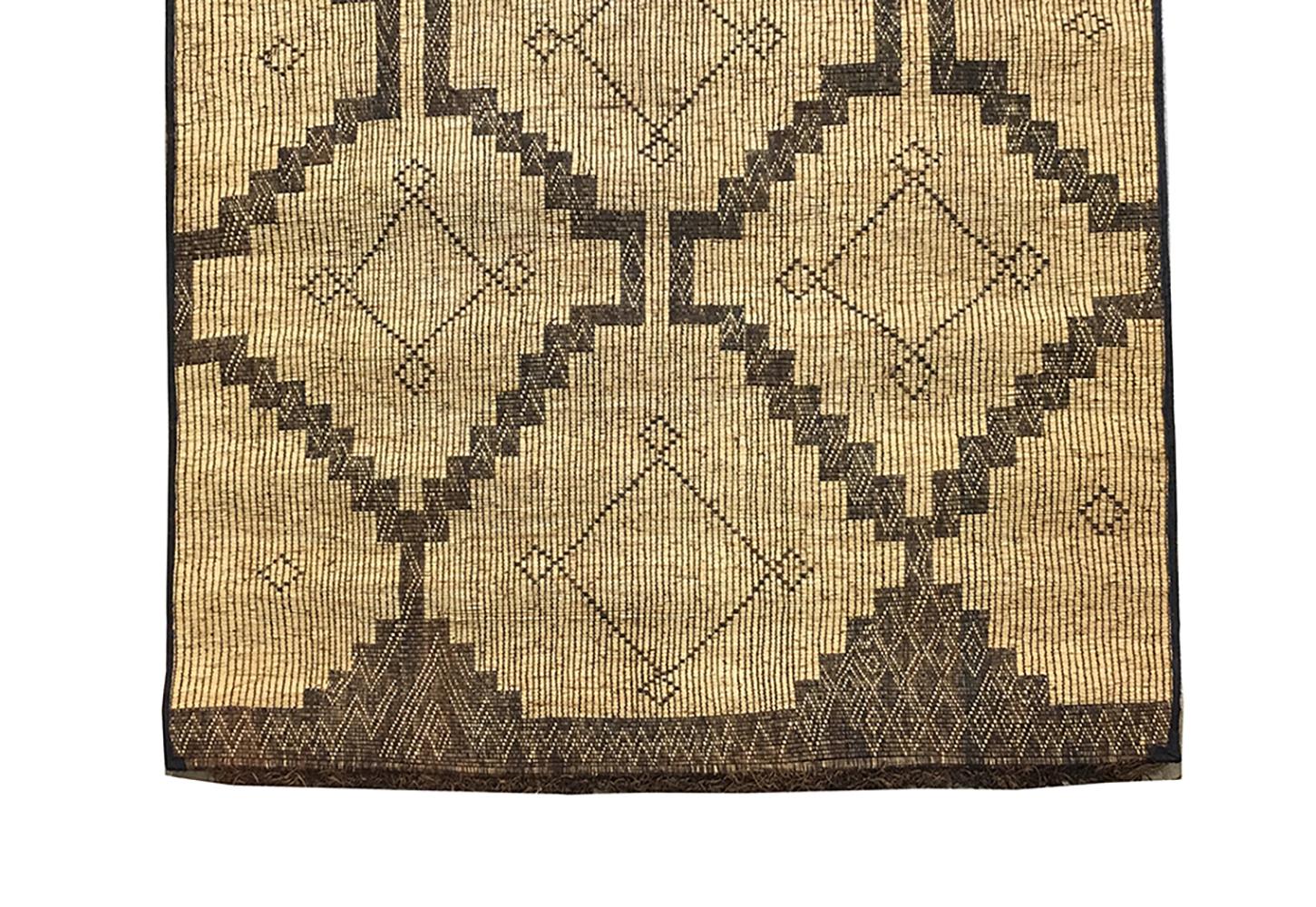 20th Century Vintage African Hassira Tuareg Mat Made of Reed & Leather from Silk Road Rug Inc For Sale