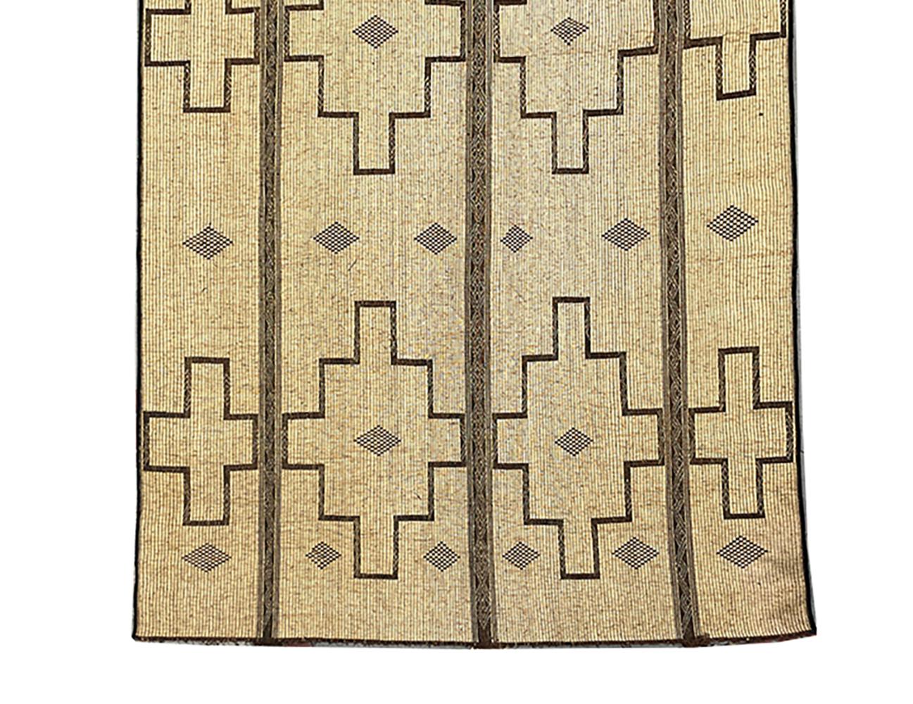 Vintage Hassira Tuareg Mat Made of Reed and Camel Leather from Silk Road Rug Inc For Sale 2
