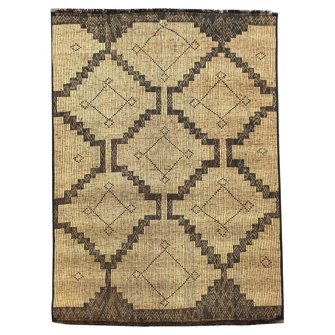 Vintage Hassira Tuareg Mat Made of Reed and Camel Leather