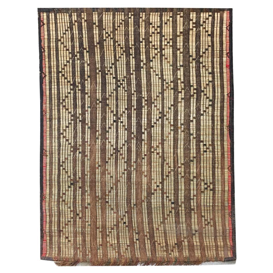 Vintage Hassira Tuareg Mat Made of Reed and Camel Leather