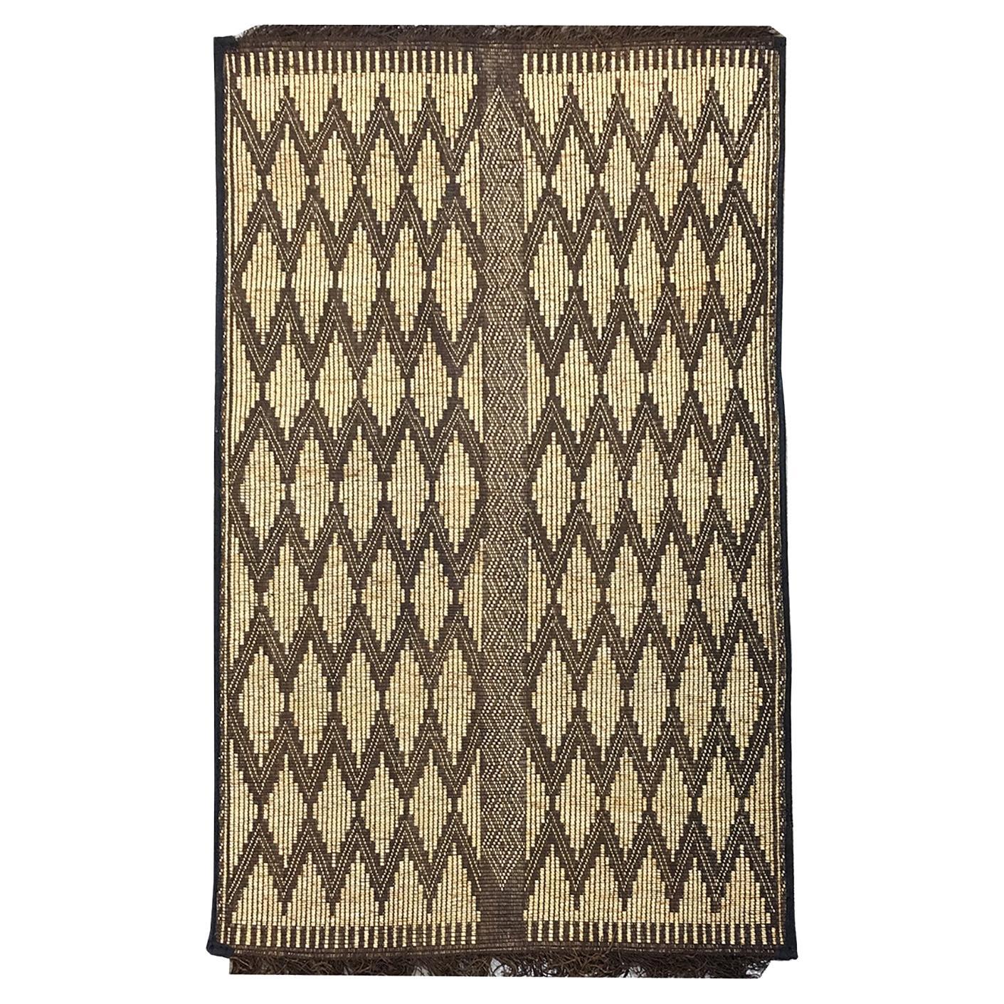 Vintage Hassira Tuareg Mat Made of Reed and Camel Leather