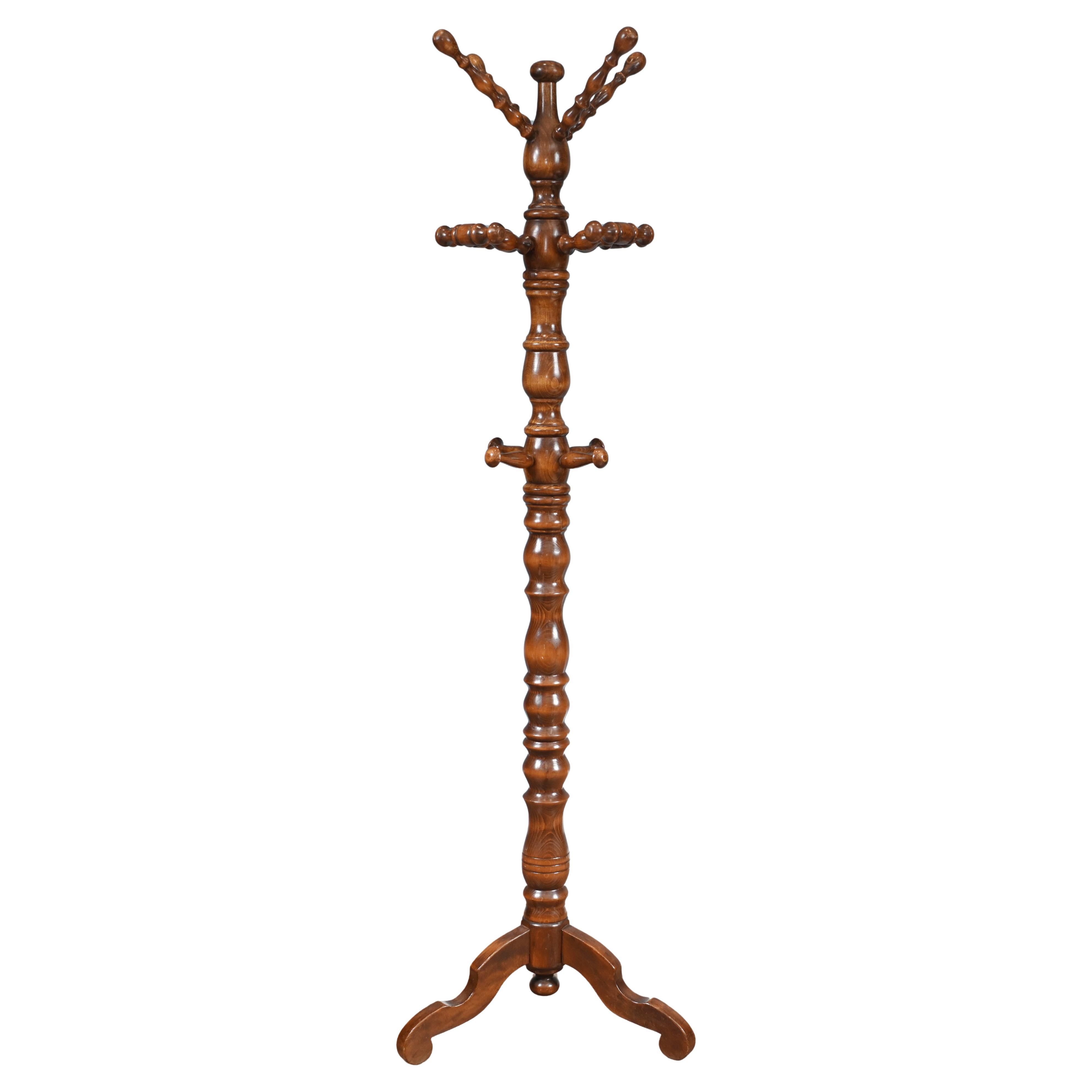 Vintage Hutständer Mahagoni Candy Twist Kleiderständer im Angebot