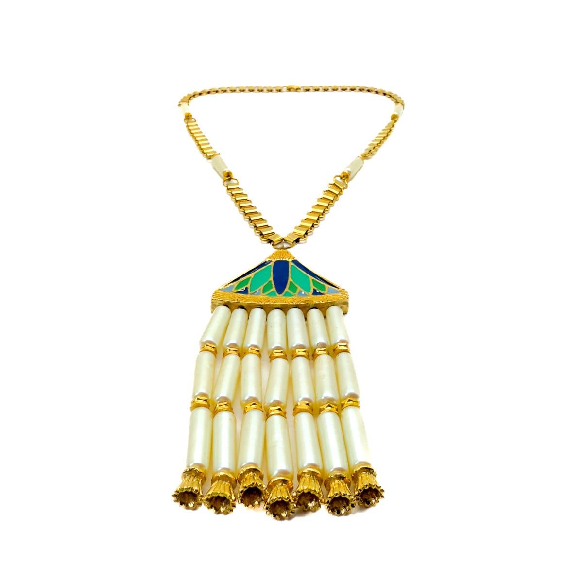 Vintage Hattie Carnegie Collier d'inspiration néo-égyptienne 1960s Bon état - En vente à Wilmslow, GB