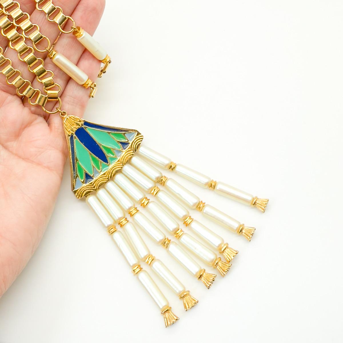Vintage Hattie Carnegie Collier d'inspiration néo-égyptienne 1960s en vente 2