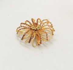Vintage Hattie Carnegie Faux-Topaz & Faux-Citrine Spiral Brooch