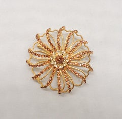 Vintage Hattie Carnegie Faux-Topaz & Faux-Citrine Spiral Brooch