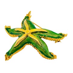 Vintage HATTIE CARNEGIE gold enamel starfish designer runway brooch