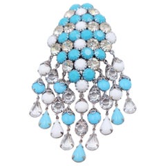 Vintage Hattie Carnegie Massive Blue Brooch 1950s