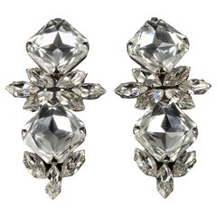 Vintage Haute Couture Massive French Rhinestone Dangling Earrings