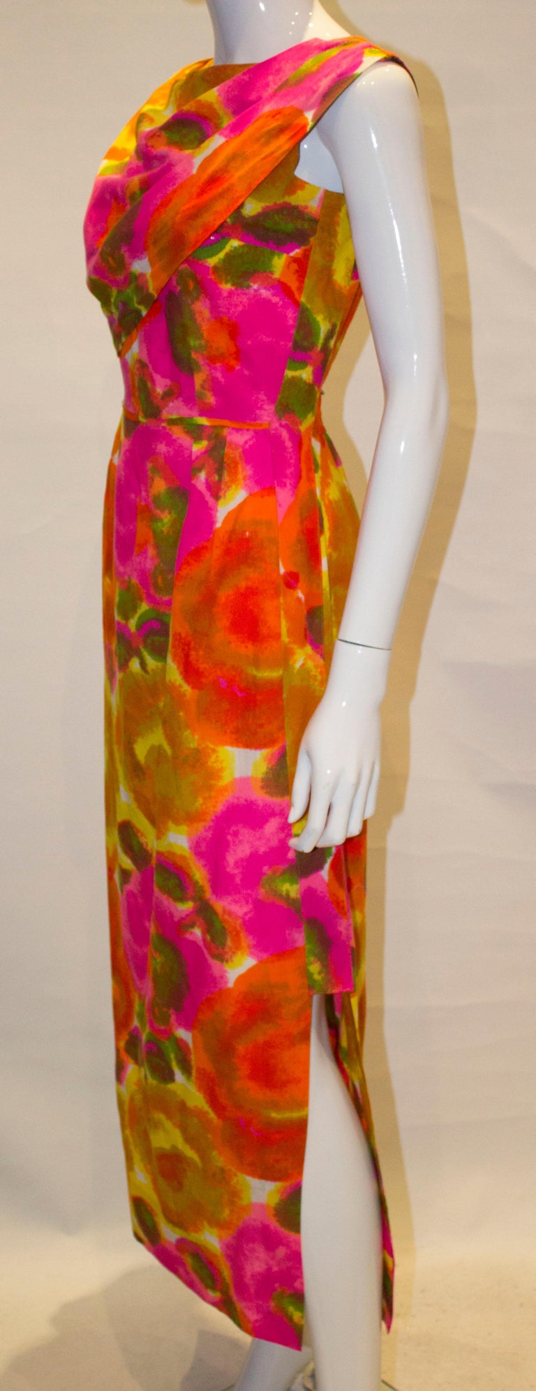 Vintage Hawaian Multi Colour Long Gown For Sale at 1stDibs
