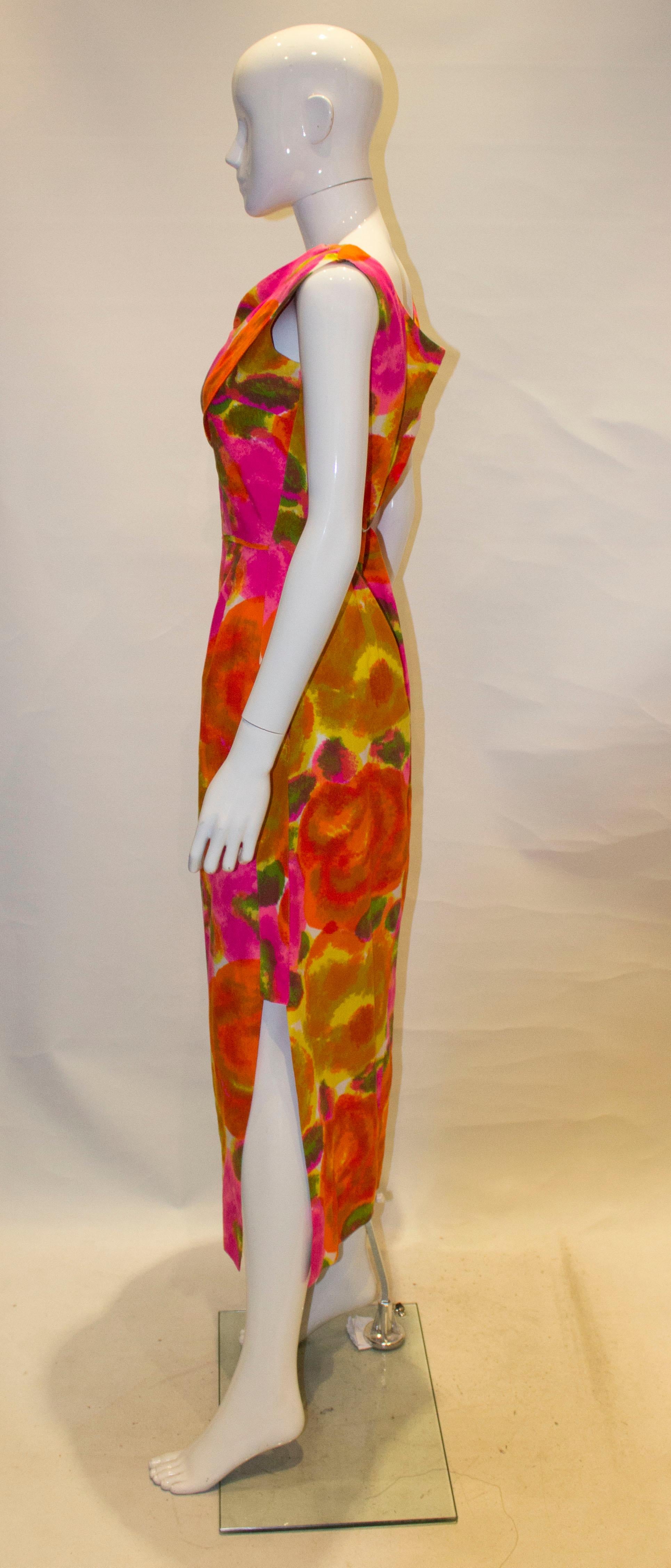 Vintage Hawaian Multi Colour Long Gown In Good Condition In London, GB