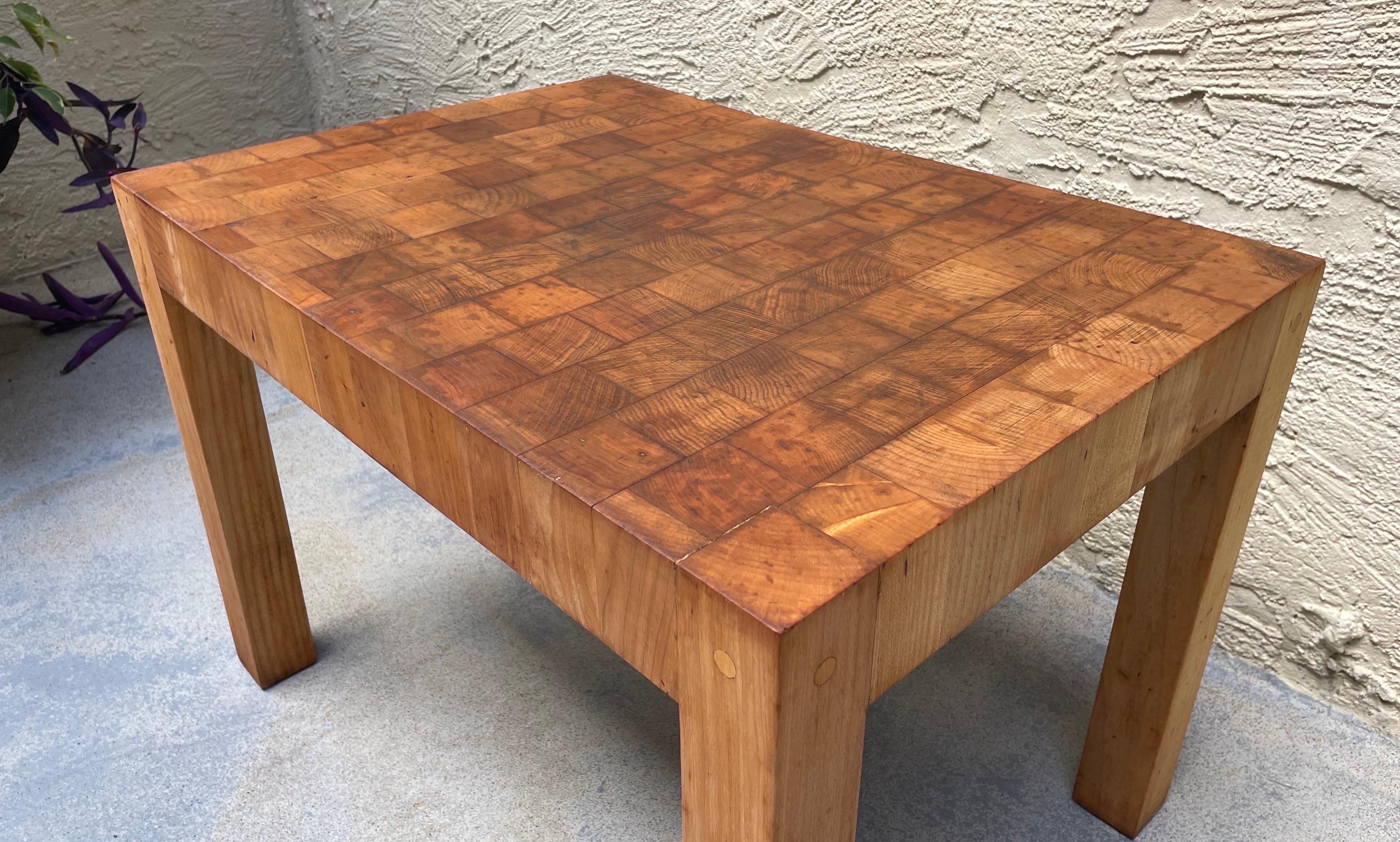 Mid-Century Modern Vintage Hawaiian Modernist Custom Made Butcher Block End Grain Side Table