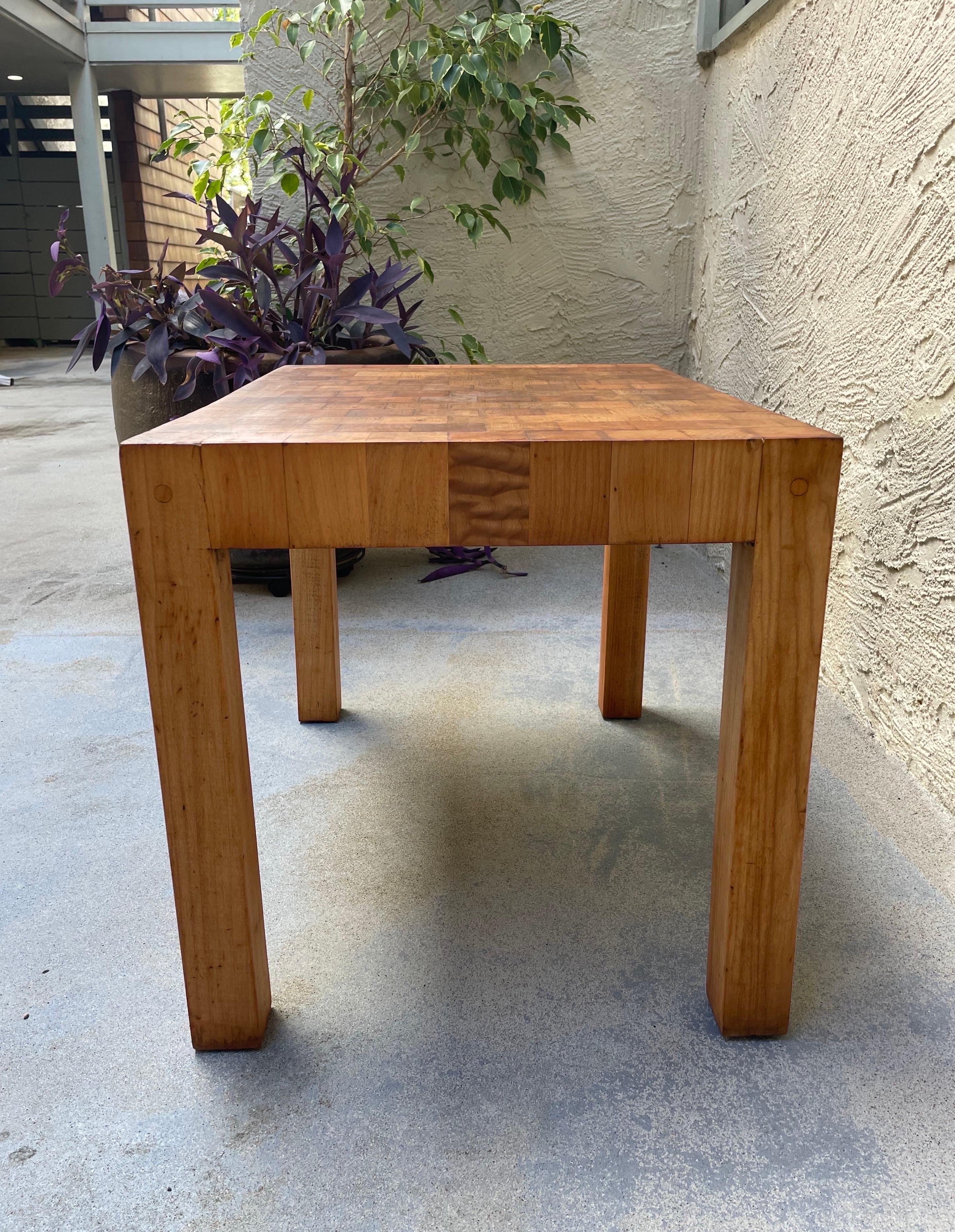 Vintage Hawaiian Modernist Custom Made Butcher Block End Grain Side Table In Good Condition In Audubon, NJ