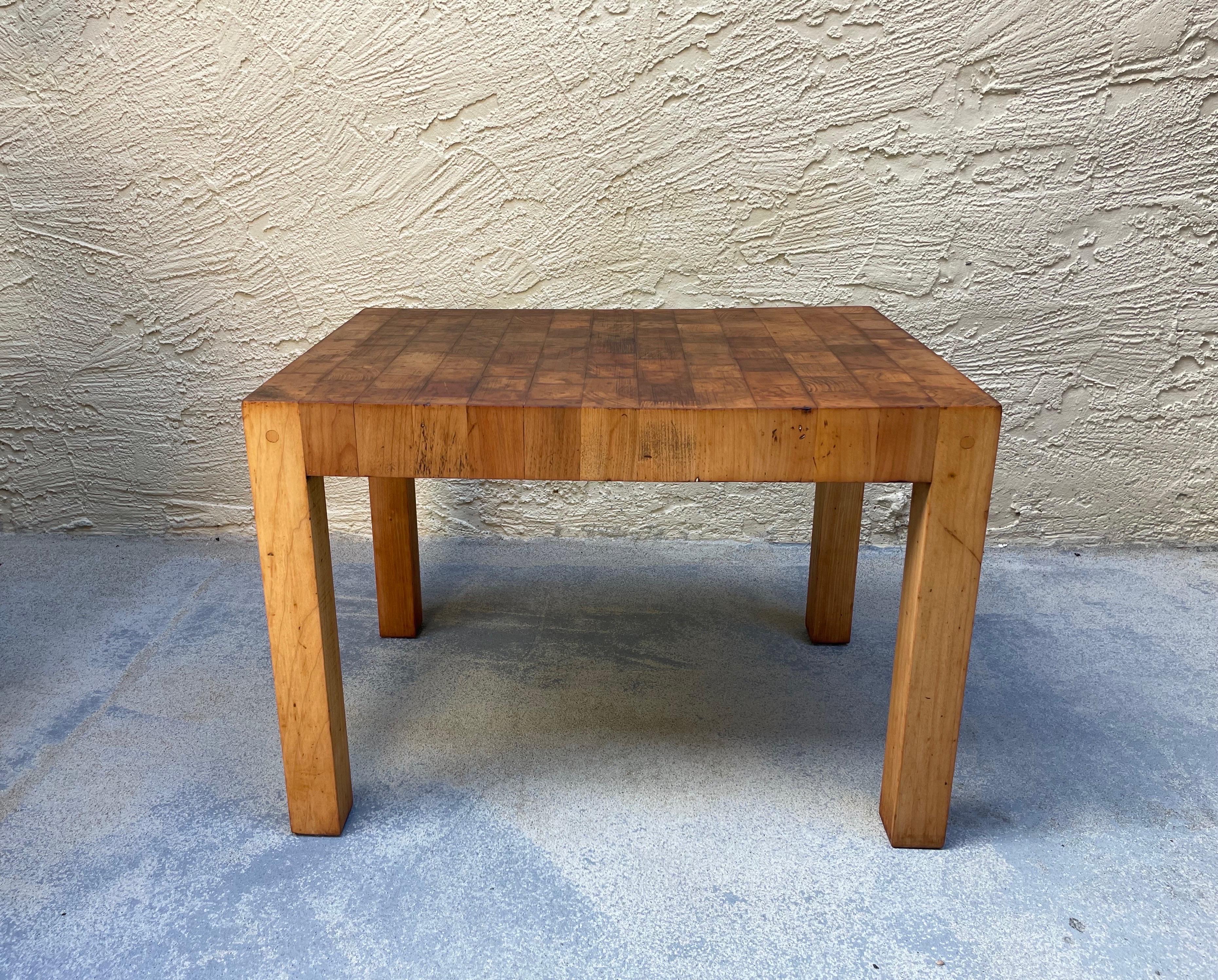 Maple Vintage Hawaiian Modernist Custom Made Butcher Block End Grain Side Table
