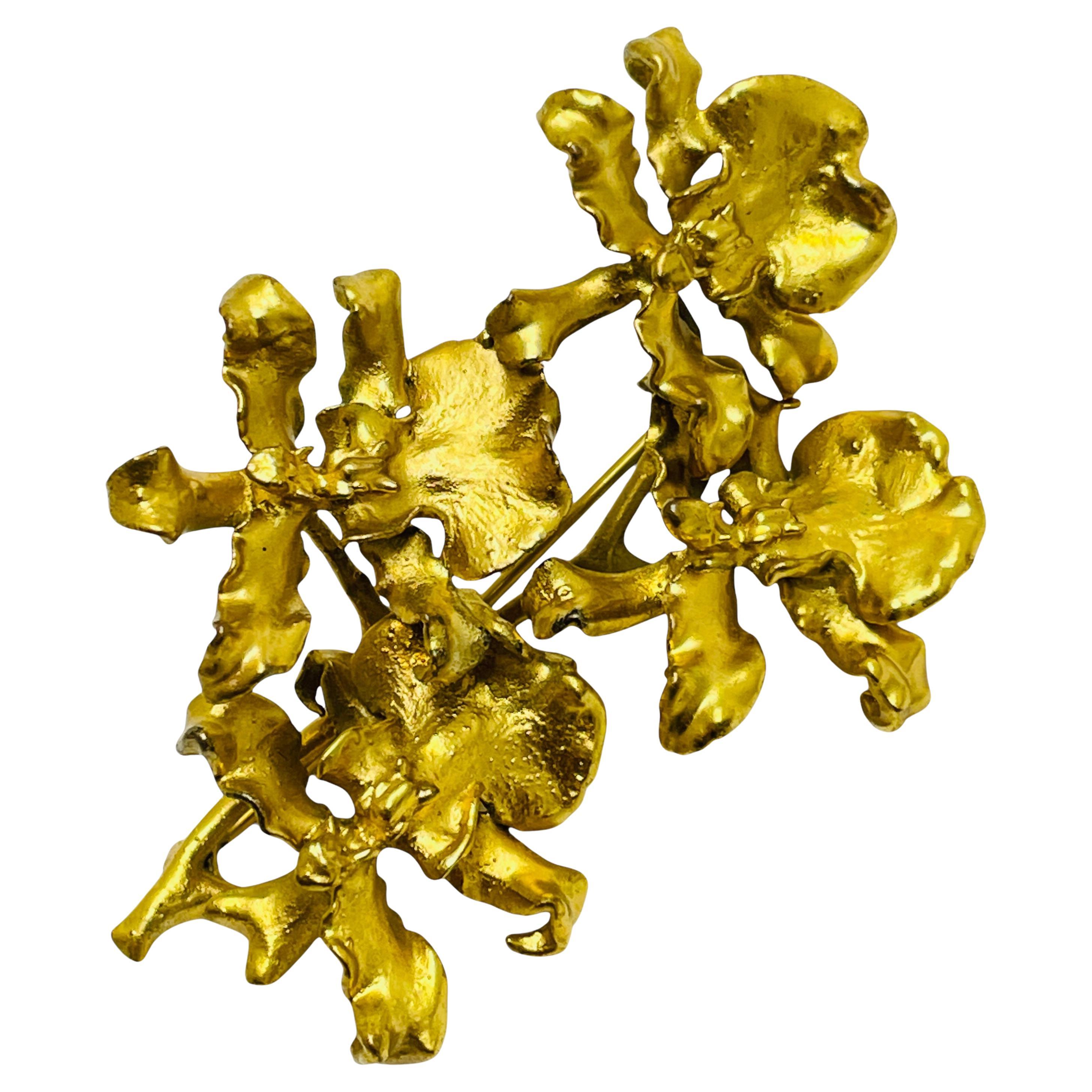 Broche vintage de diseño modernista bañado en oro firmado HAWAIIAN REALITIES