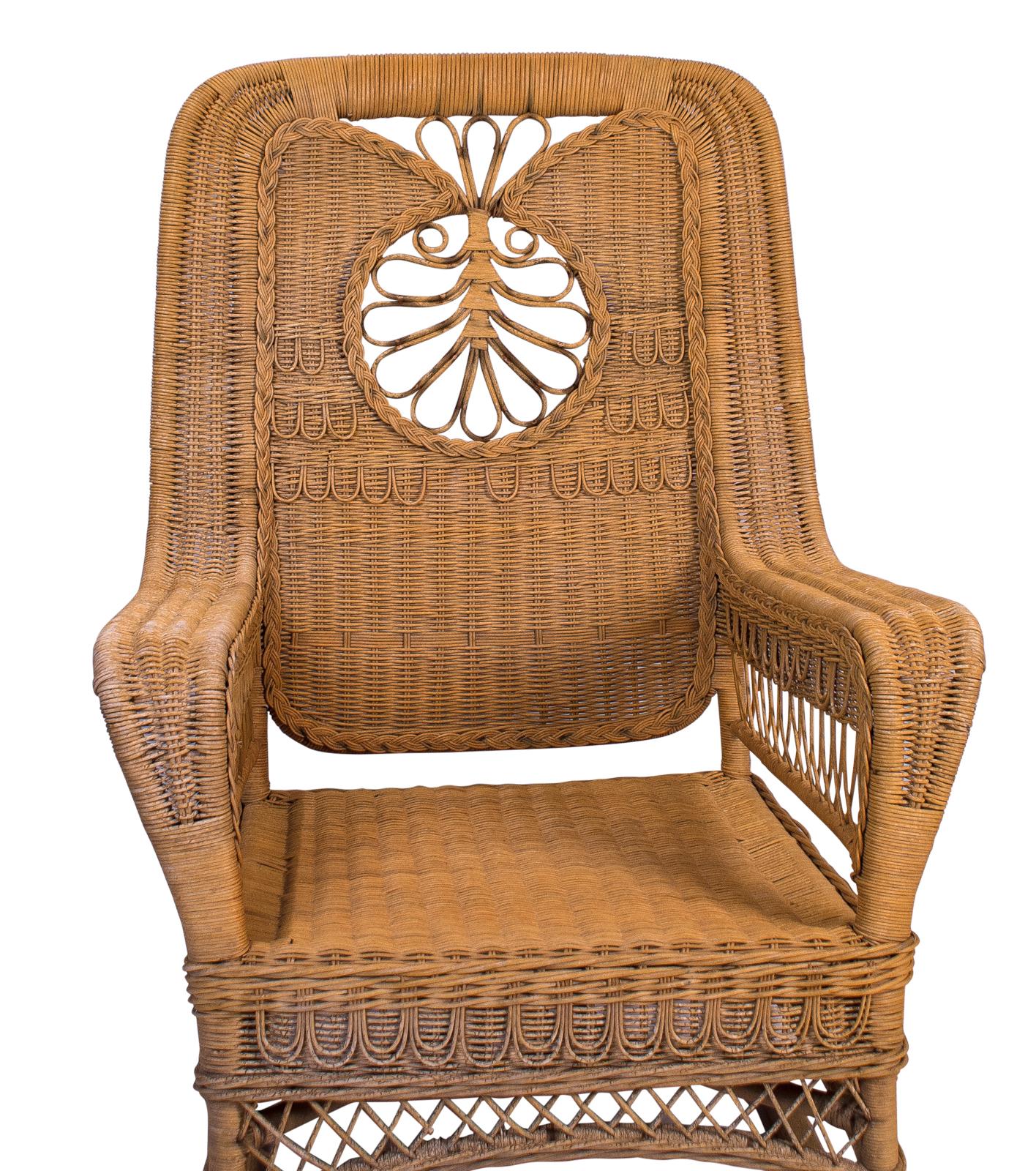 Victorian Vintage Hawaiian Wicker Rocking Chair, 1950s