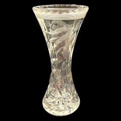 Vintage Hawkes Brilliant Cut Glass Floral Design Vase