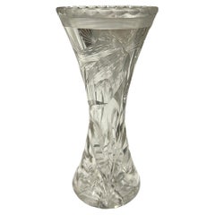 Vintage Hawkes Brilliant Cut Glass Floral Design Vase