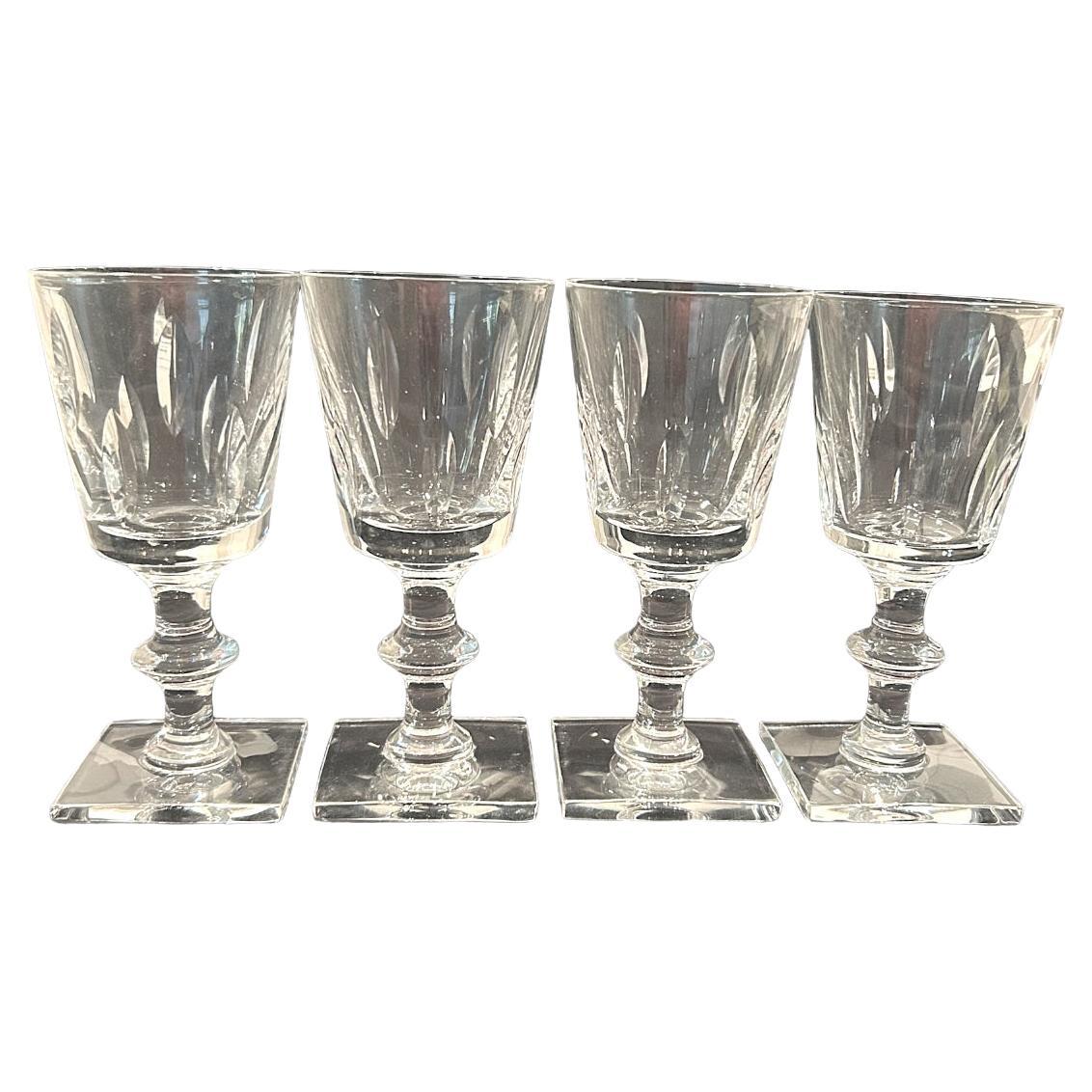 Verres à vin Hawkes vintage taillés à la main (set de 4) en vente