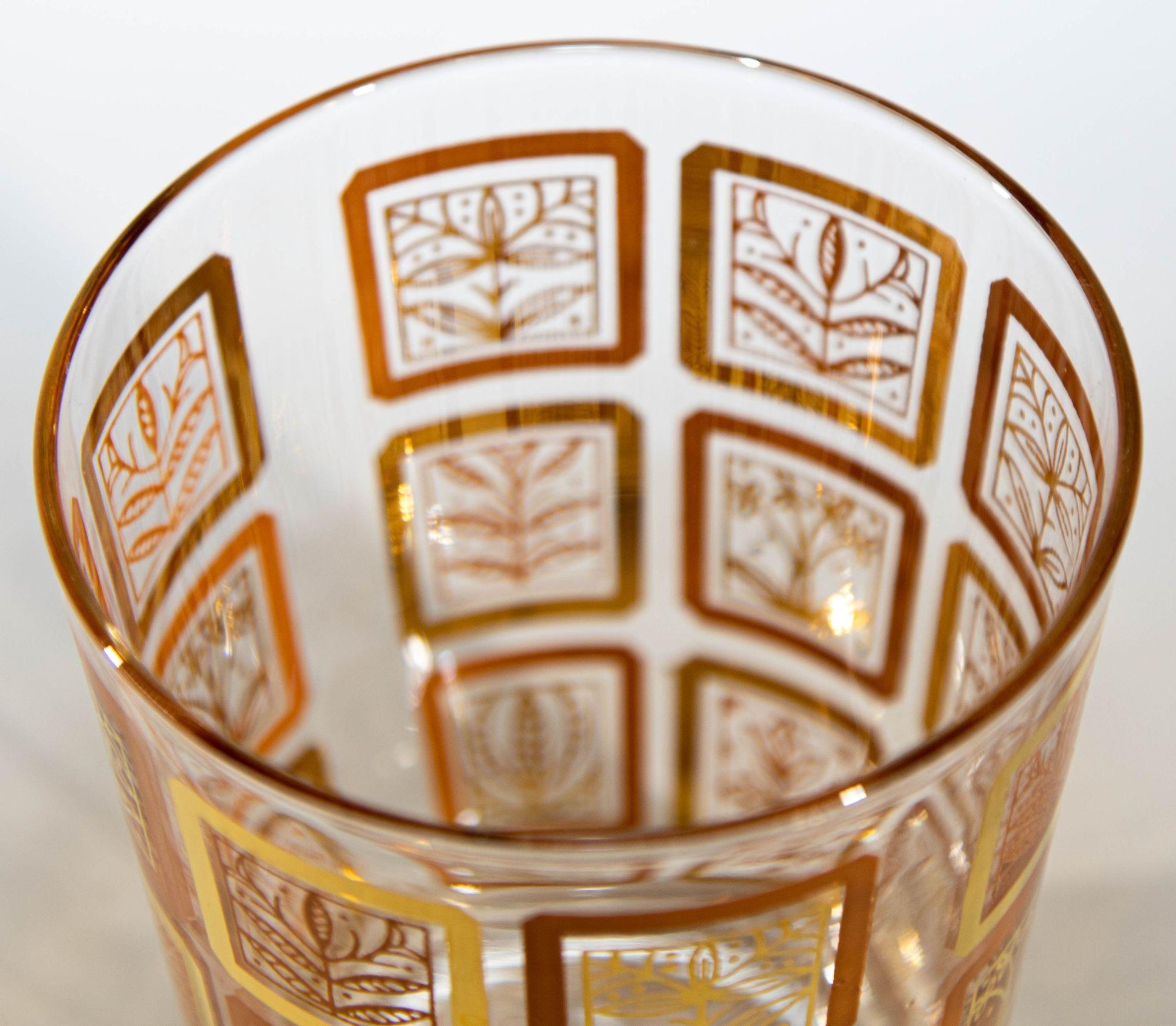 20th Century Vintage Hazel Atlas Lotus Autumnal Drinking Rock Cocktail Single Glass For Sale