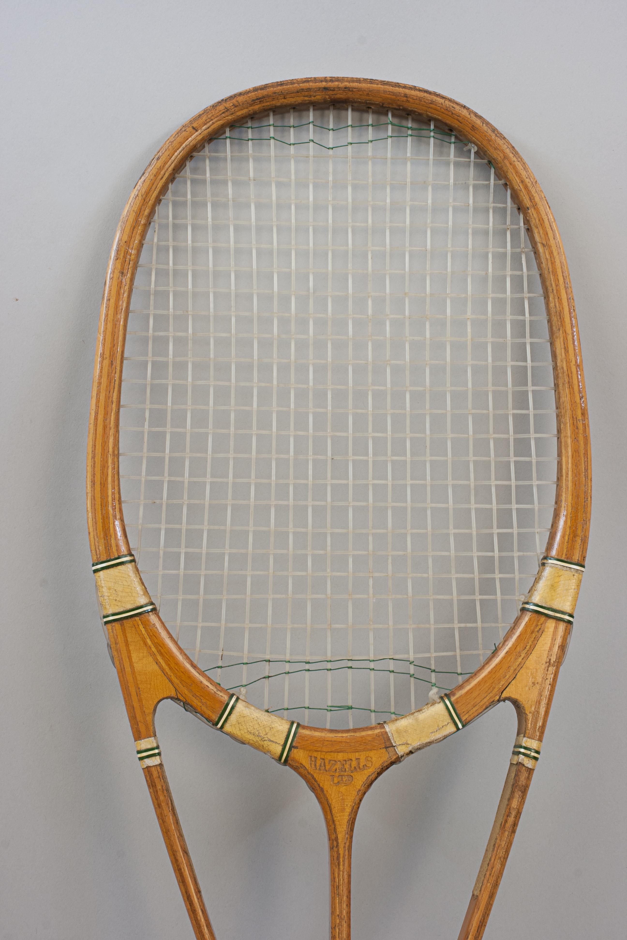 English Vintage Hazell Streamline Green Star Tennis Racket For Sale