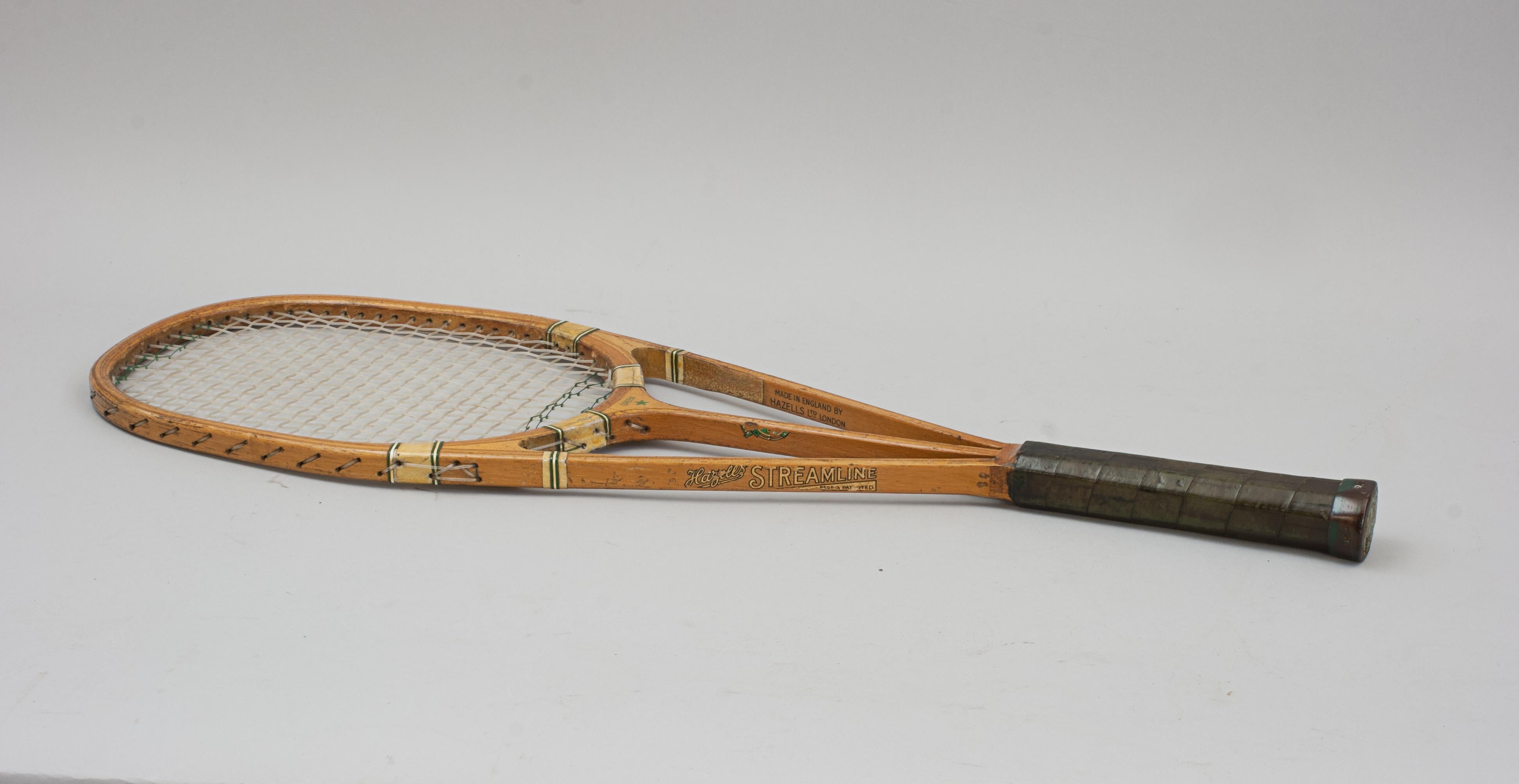 20th Century Vintage Hazell Streamline Green Star Tennis Racket For Sale
