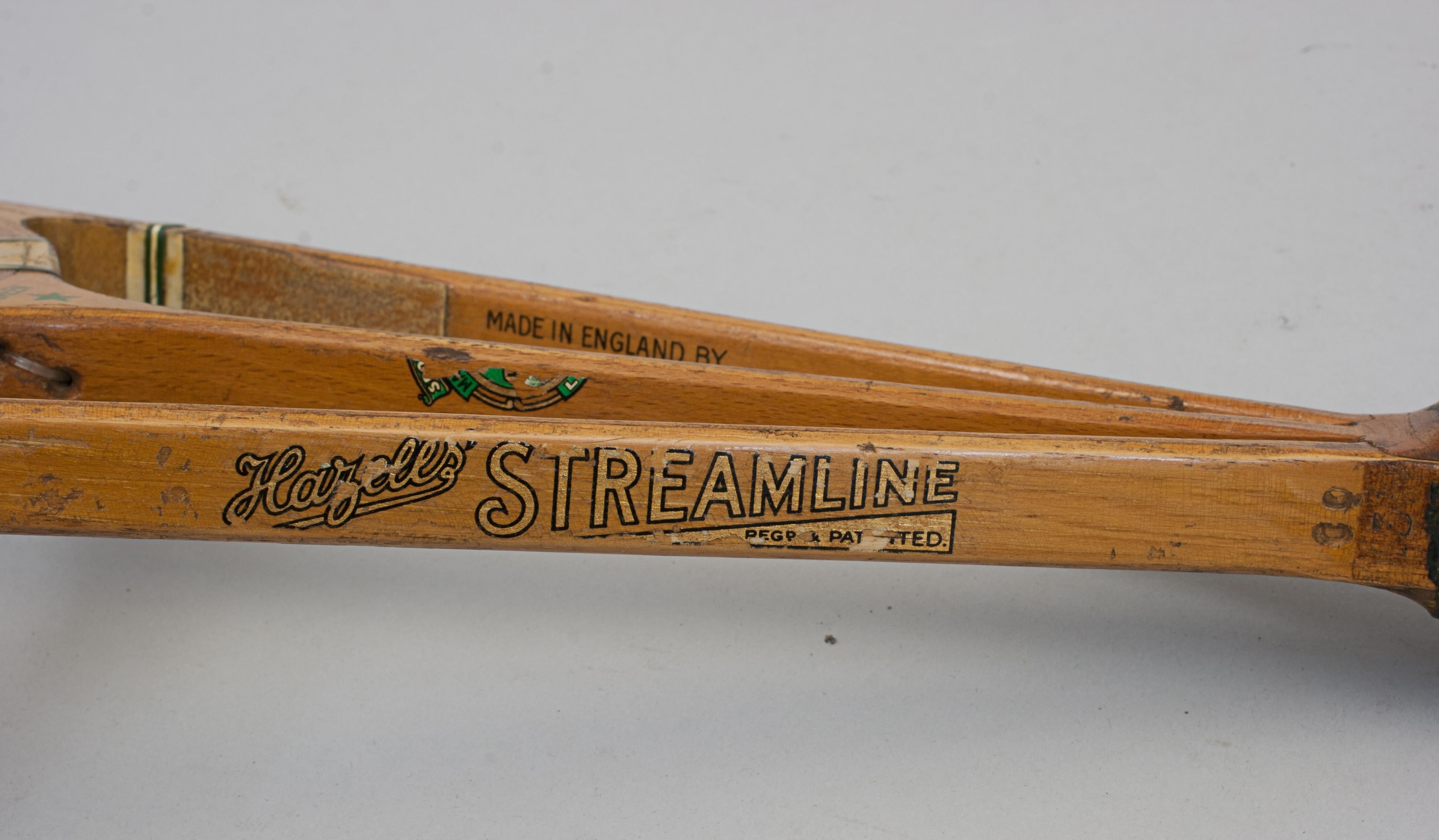 Vintage Hazell Streamline Green Star Tennis Racket For Sale 1