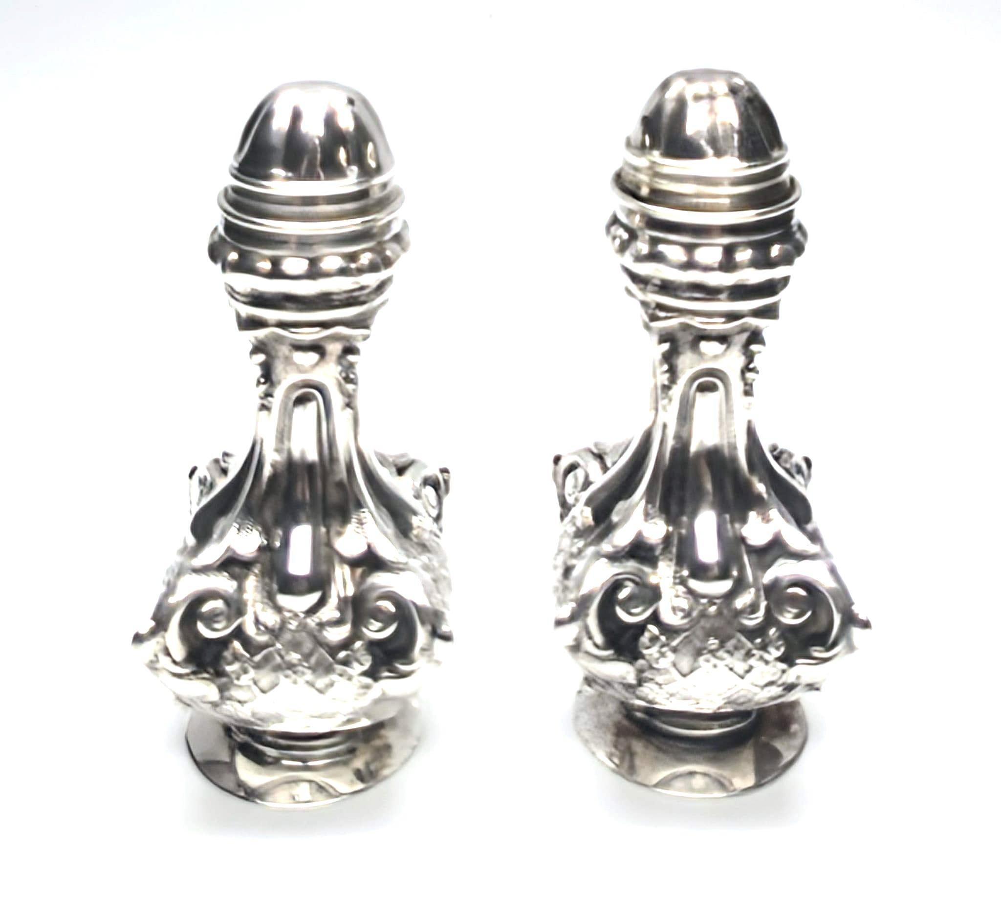 Made in Tel-Aviv,  Israel and acquired in the late 1980s, this is a classic and traditional set of .925 Sterling Silver salt and pepper shakers created by Hazorfim - the collaborative firm established by silversmiths Yosef Merdinger, Wilhelm Kerner