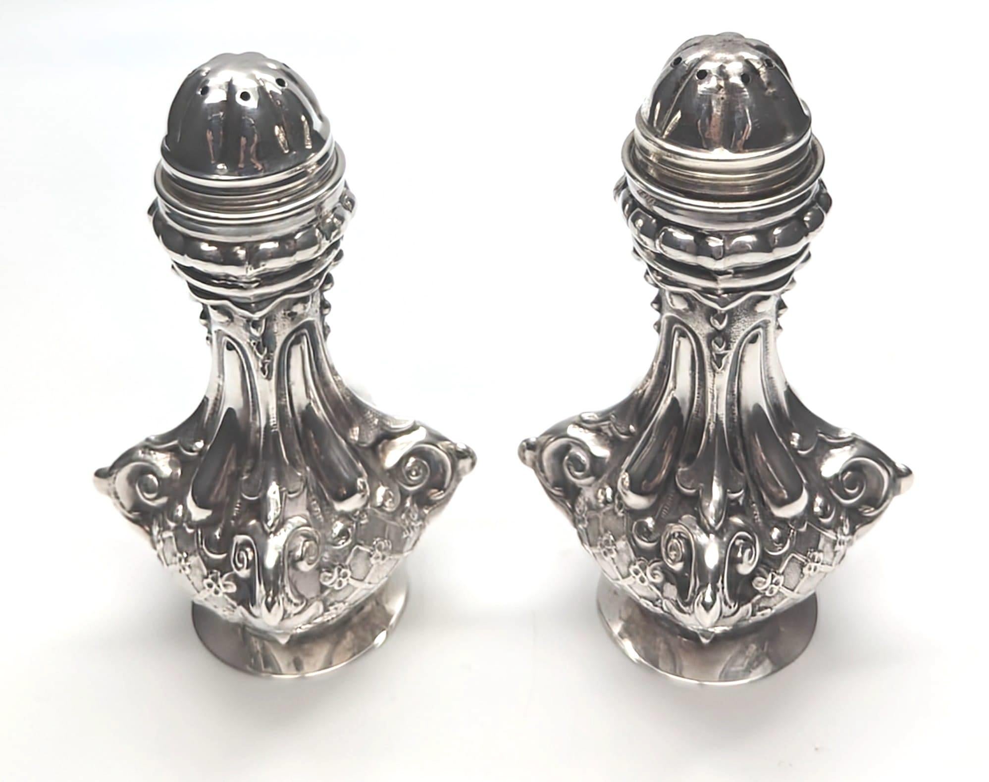 International Style Vintage Hazorfim Sterling Silver Salt & Pepper Shakers, a Pair For Sale