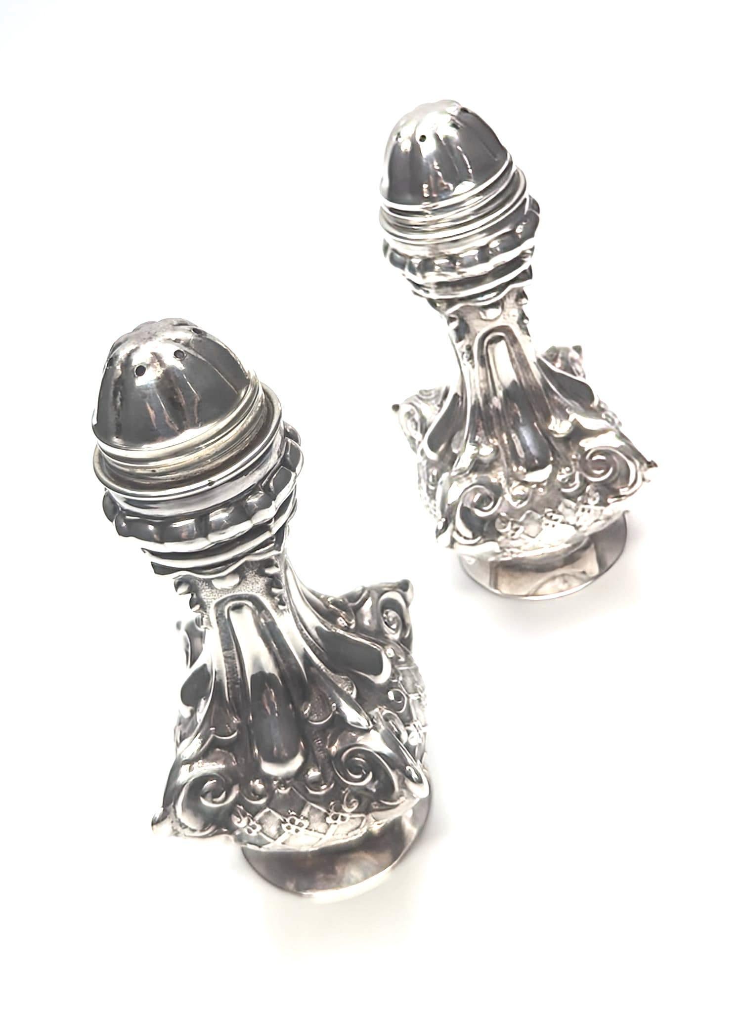 Cast Vintage Hazorfim Sterling Silver Salt & Pepper Shakers, a Pair For Sale