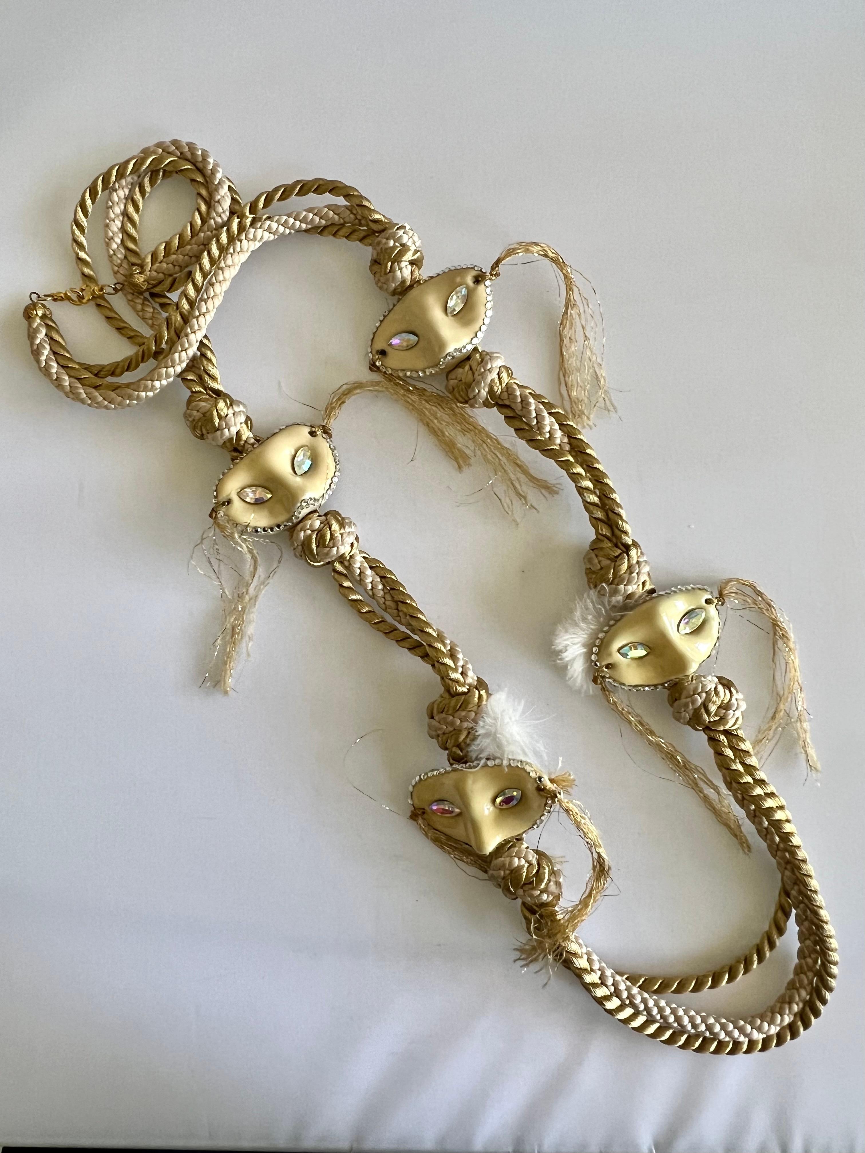 Artisan Vintage HC Louis Feraud Jeweled Drama Mask Statement Necklace For Sale