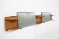 Vintage Headboard of Two Single Beds in Wood and Fabric