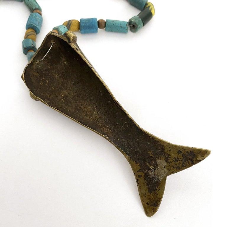Vintage Headhunter Brass and Trade Bead Necklace, Nagaland In Good Condition For Sale In Point Richmond, CA