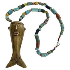 Vintage Headhunter Brass and Trade Bead Necklace, Nagaland