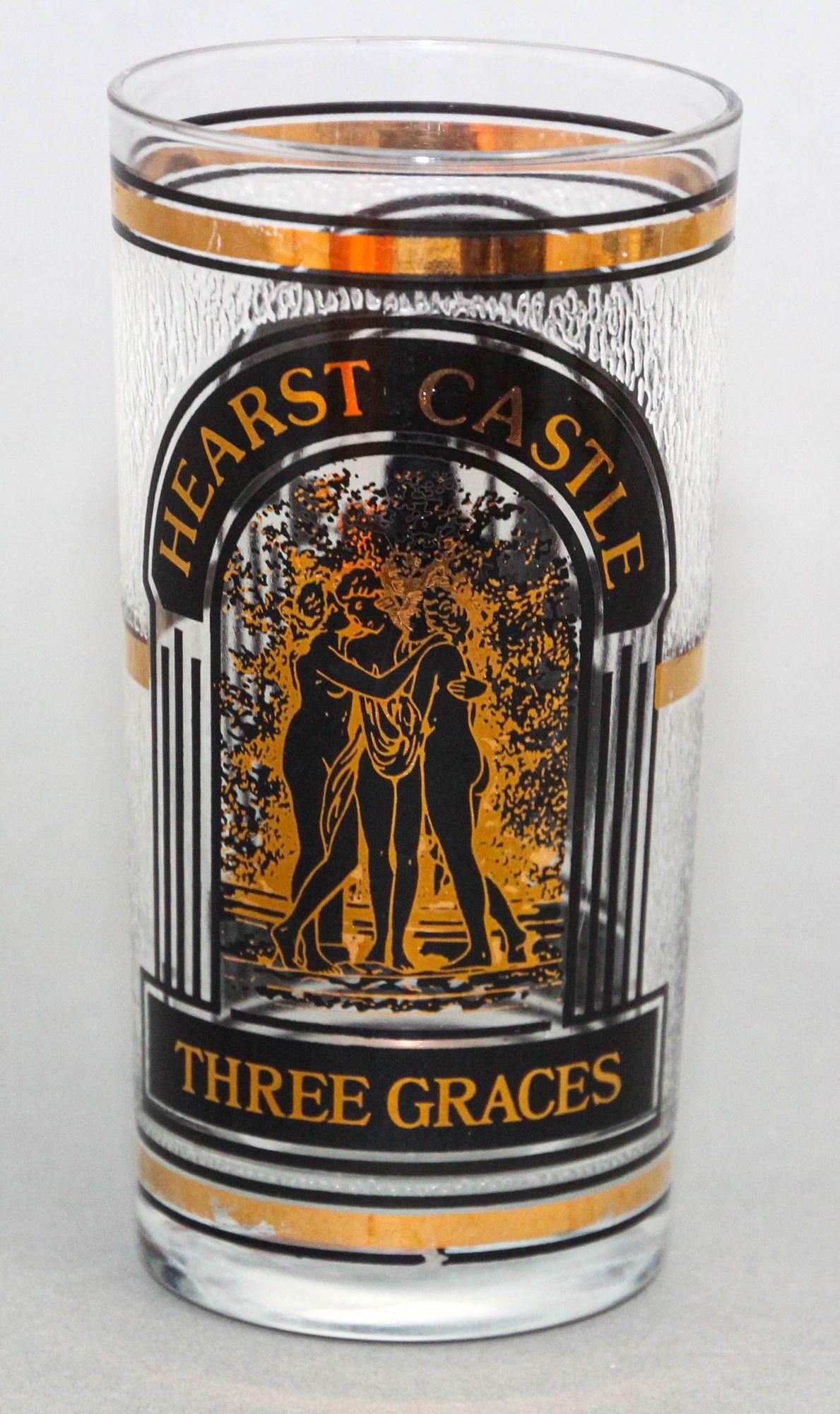 American Vintage Hearst Castle Collectible Highball Glass with the 3 Graces San Simeon CA For Sale