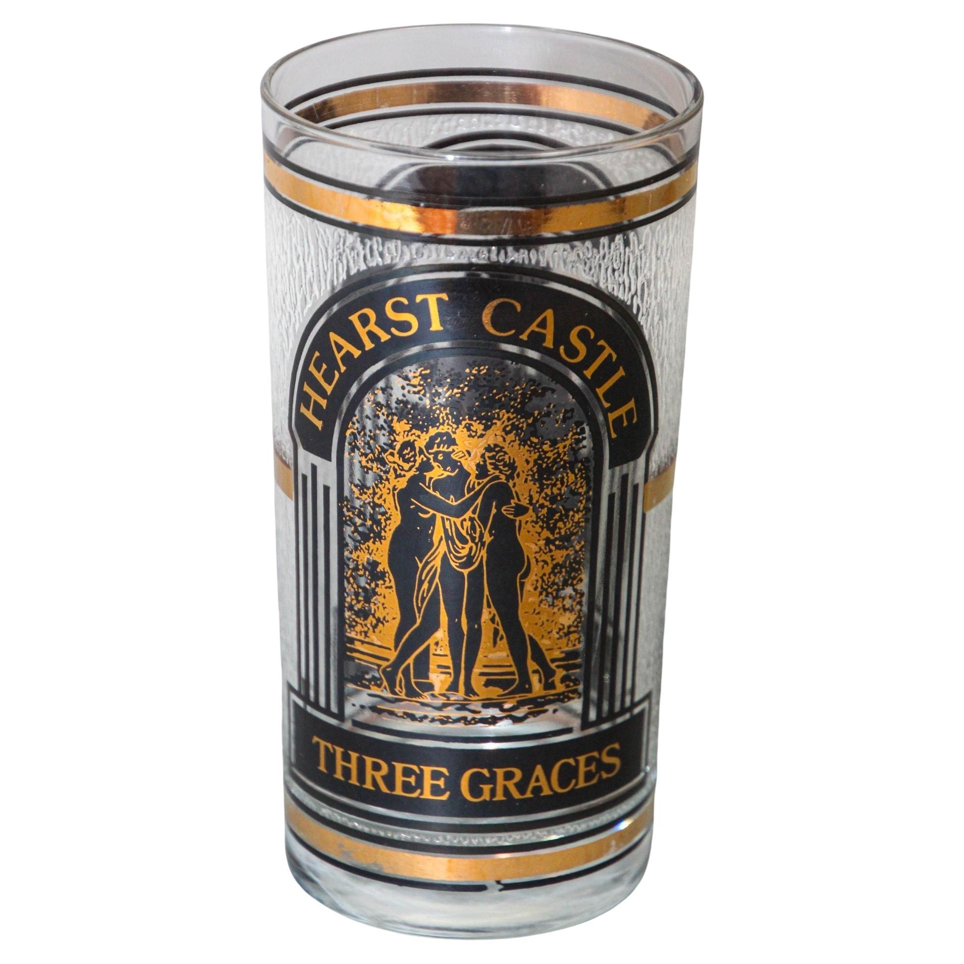Vintage Hearst Castle Collectible Highball Glass with the 3 Graces San Simeon CA For Sale